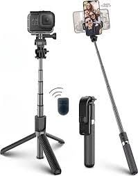 Buffer Fotoğraf Makinası ve Telefon Takılabilen 2si 1 Arada 2.2m Uzayan Selfie Çubuğu Kumandalı Tri