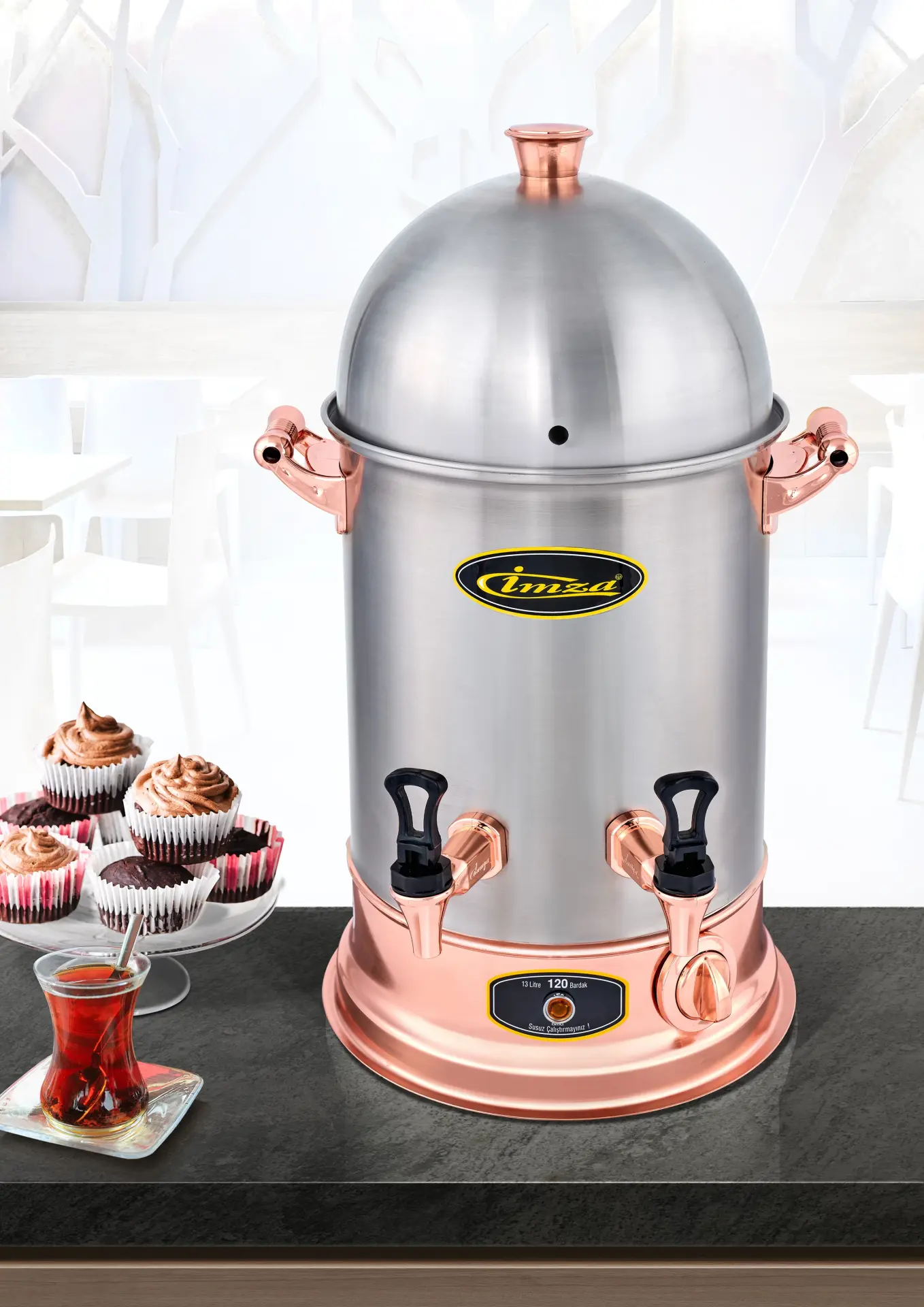 İmza Lüks Rose Çay Makinesi 30 Bardak