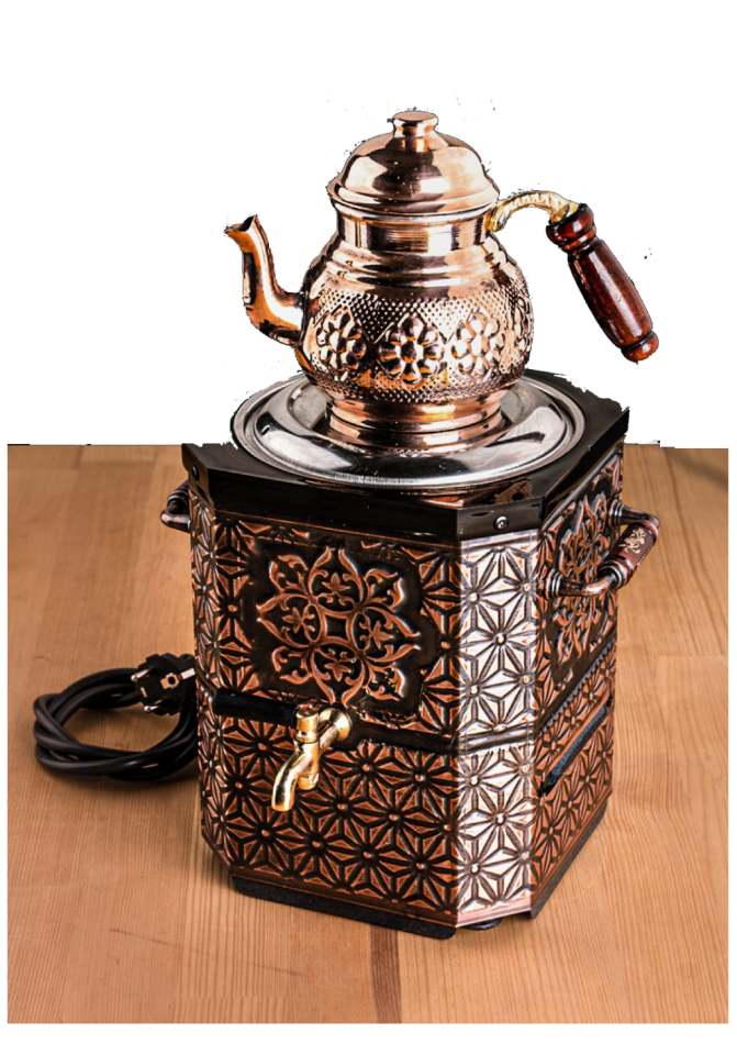 ELEKTRİKLİ NOSTALJİK ÇAY SEMAVERİ-BAKIR ÇAY SEMAVERİ +DEMLİK HEDİYE