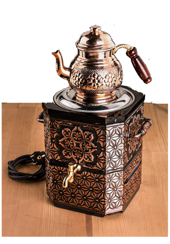 ELEKTRİKLİ NOSTALJİK ÇAY SEMAVERİ-BAKIR ÇAY SEMAVERİ +DEMLİK HEDİYE