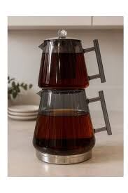 Miter Yanmaz Broktsit Cam Çaydanlık 1000ml+550ml