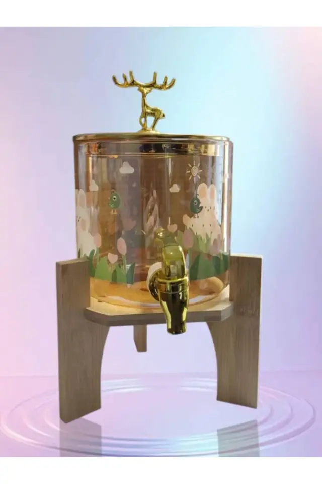 2,6lt Sebil Stantlı Şerbetlik Çiçekli Sarı