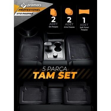 Premium Havuzlu Oto Paspas 4d (Siyah) 5Parça Set