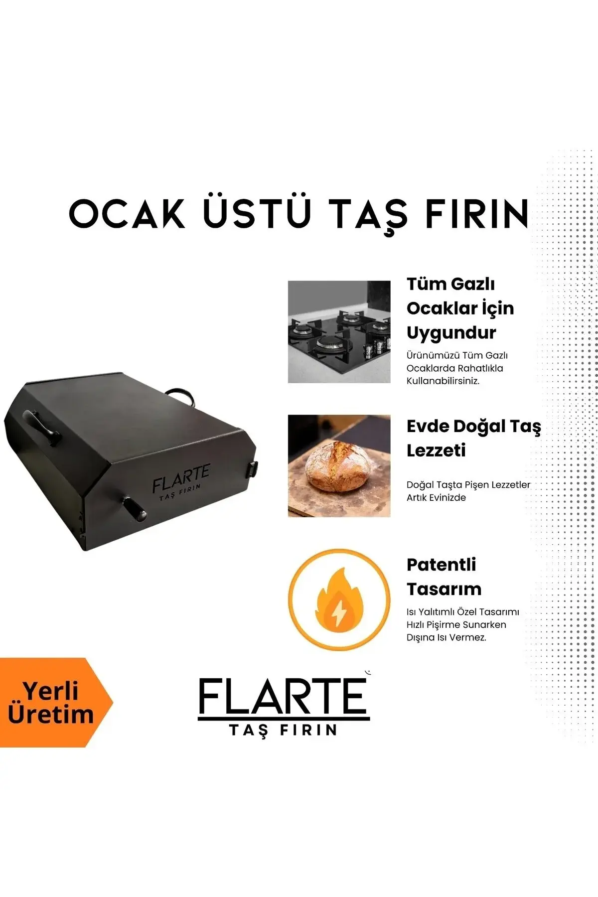 Flarte Ocak Üstü Taş Fırın Pizza Fırını