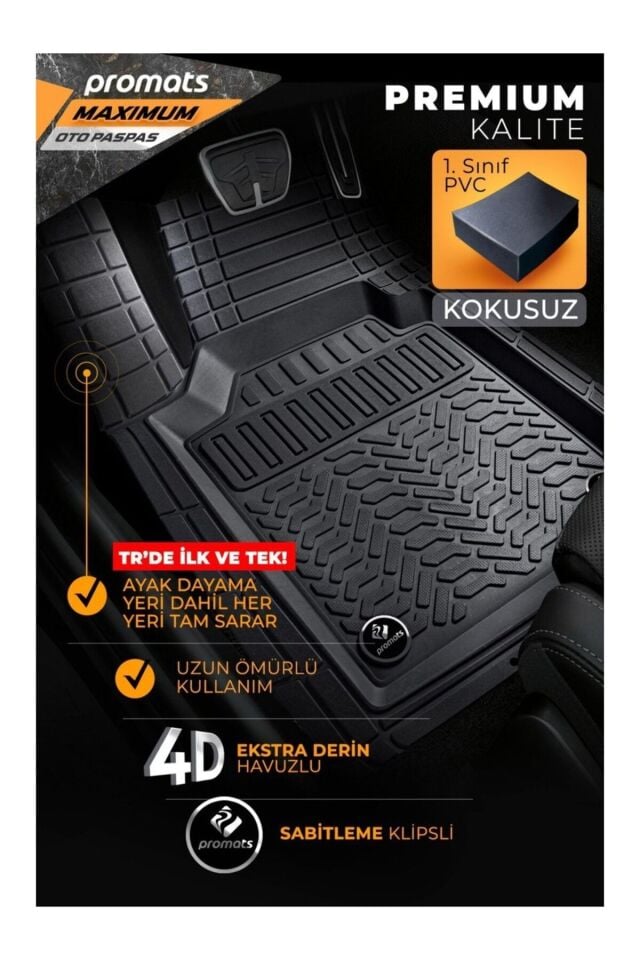 Maximum Her Araca Uyumlu 4D Havuzlu Oto Paspas