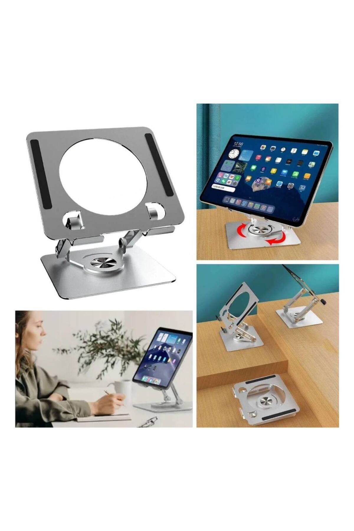 360 Derece Dönebilen Yükseltilmiş Masaüstü Ayarlanabilir Metal Tablet Standı