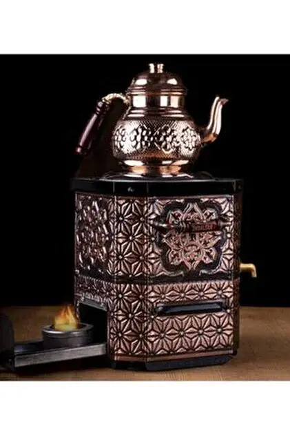 Nostaljik Elektrikli Bakır Çay Semaveri-demliksizdir