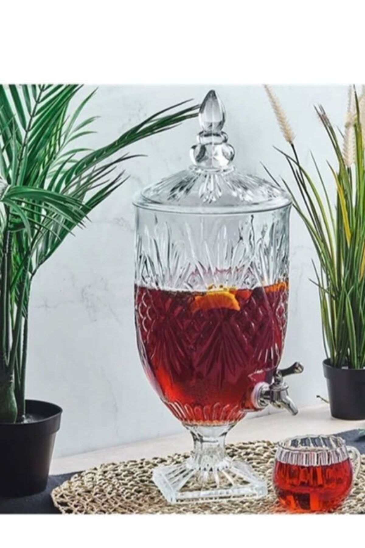 Cam Sebil Damacana Şerbetlik 6lt Çevirmeli Musluklu