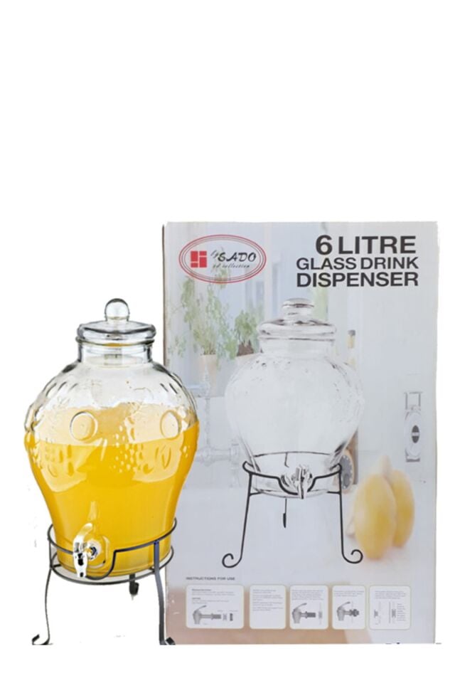 Cam Sebil Damacana Yuvarlak 6lt.