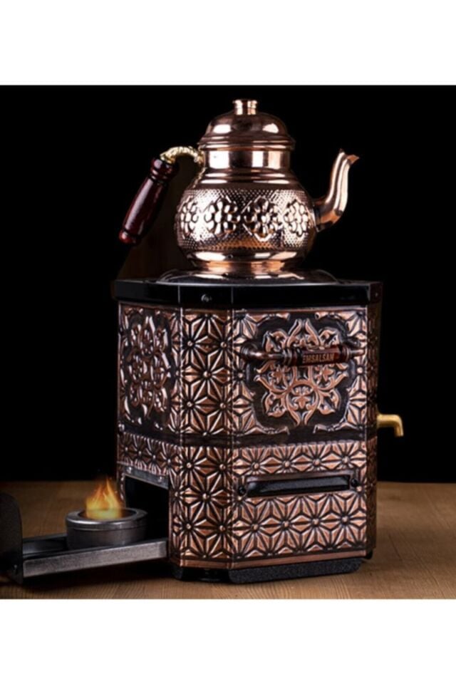 Nostaljik Jelli Çay Semaveri-Bakır Çay Semaveri-Demlik Hediye