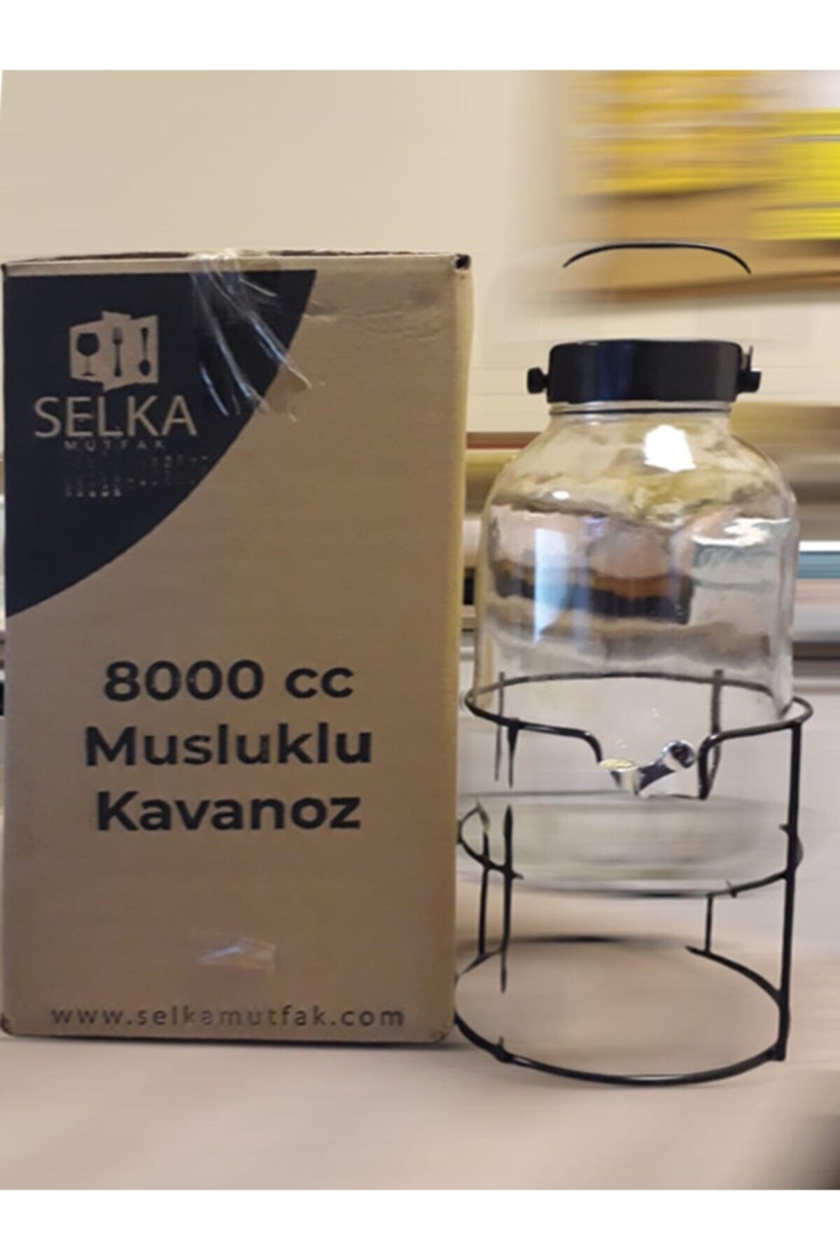 Tutmaçlı Musluklu Cam Kavanoz Damacana 8tl