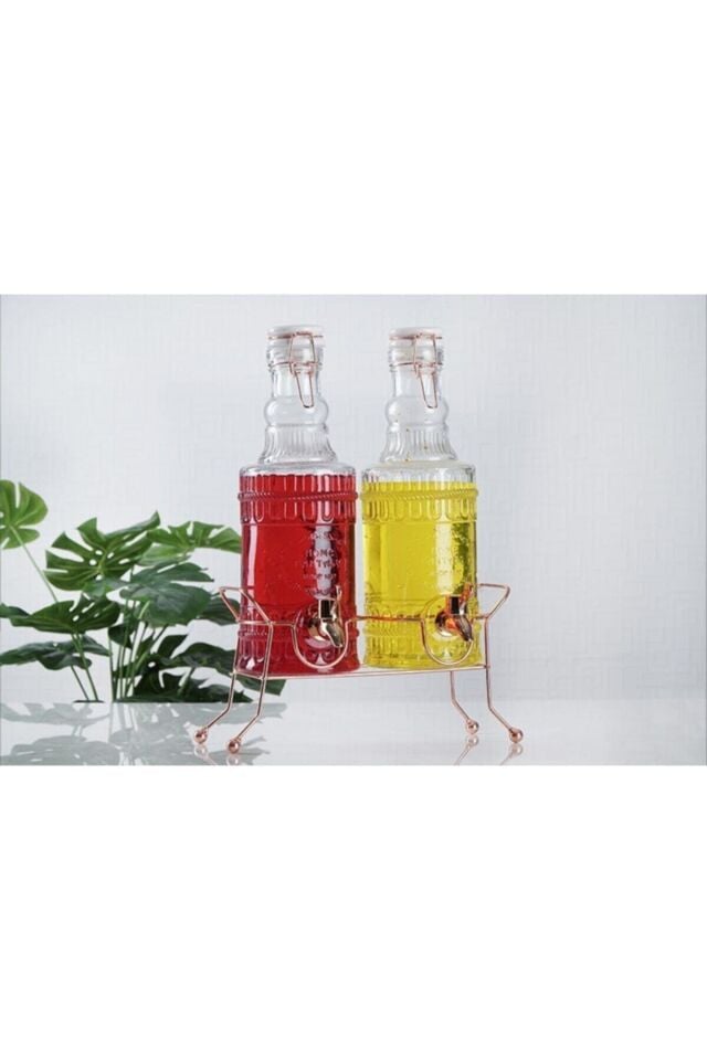 Biand 2 Li Ferforje Standlı Rose Cam Sebil