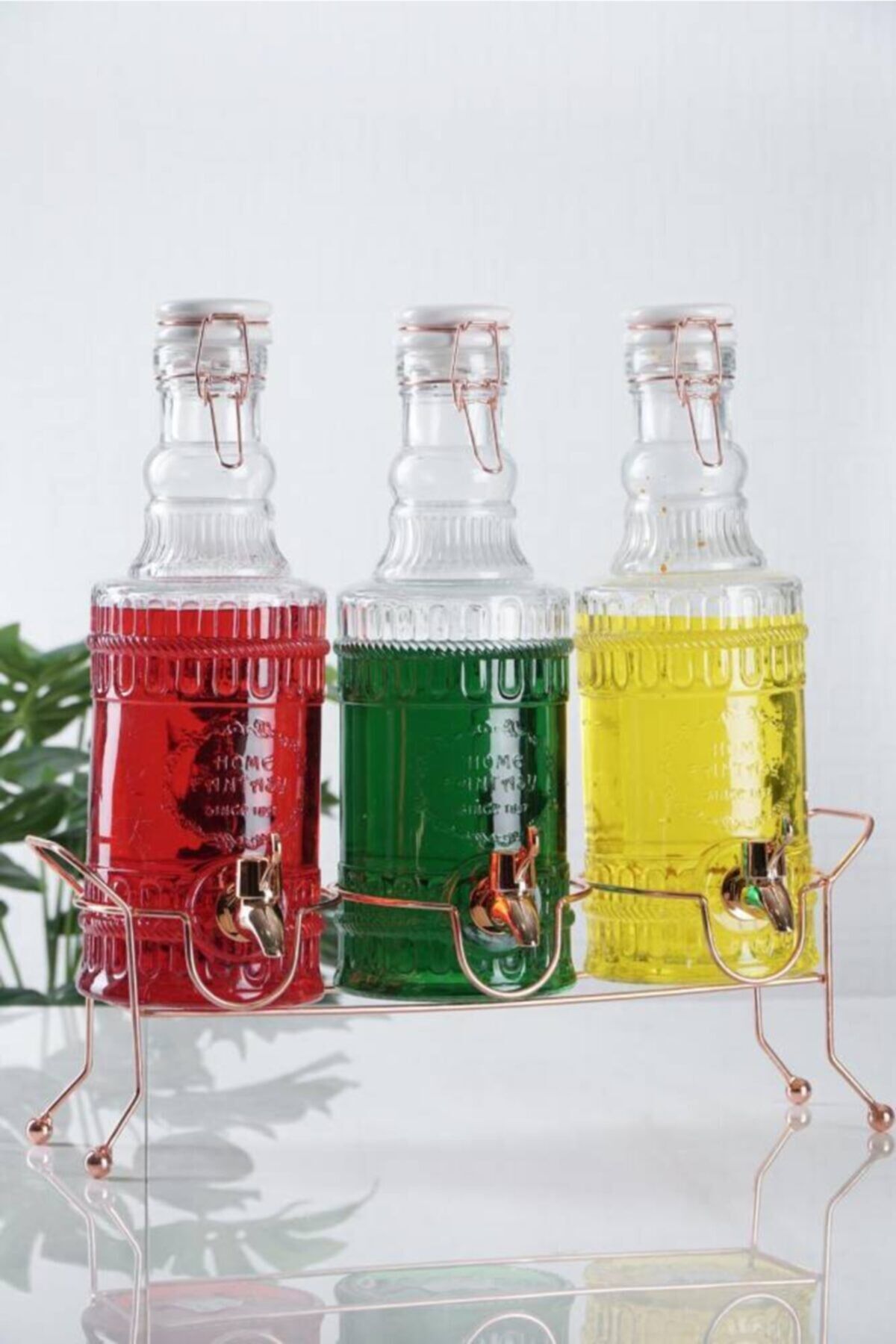 Up Üçlü Metal Standlı Cam Sebil Damacana,şerbetlik