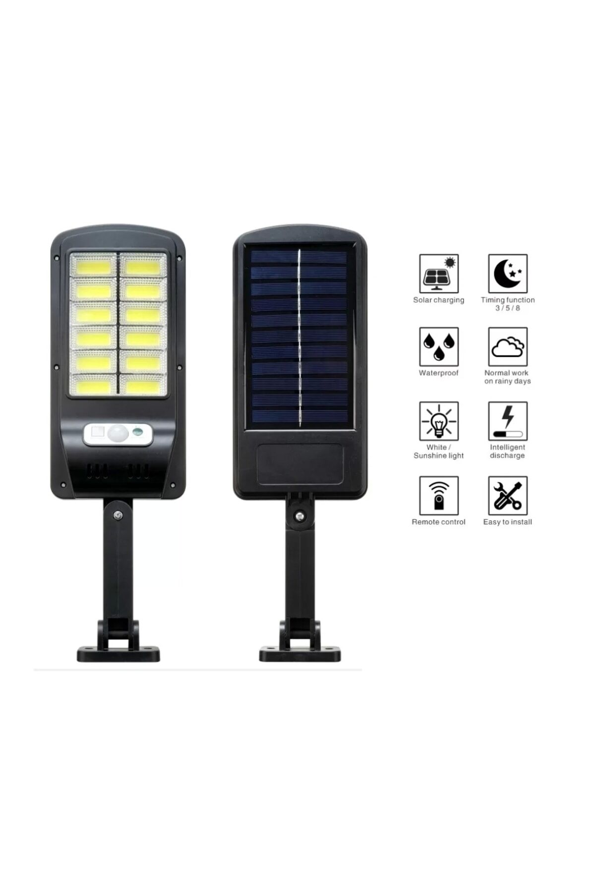 Güneş Enerjili Bahçe Aydınlatma 3 Modlu Kumandalı Sensörlü 12 Gözlü 120 Cob Led Ayarlı Montaj Ayağı