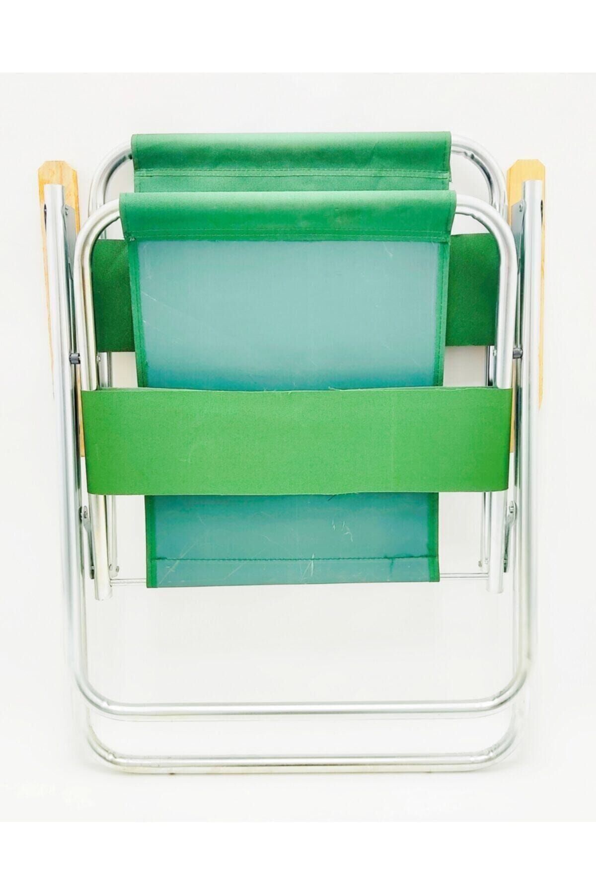 Up Dossa Katlanabilir Ağaç Kollu Kamp Bahçe Ve Piknik Sandelyesi Yeşil