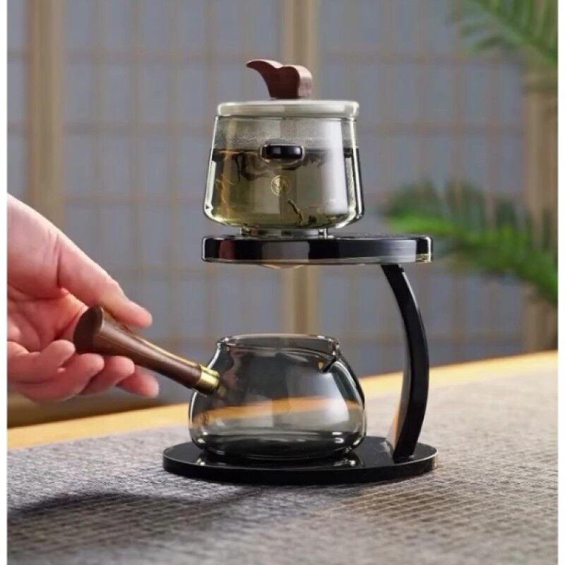 Miter Lüks Akasya Standlı Cam Çaydanlık